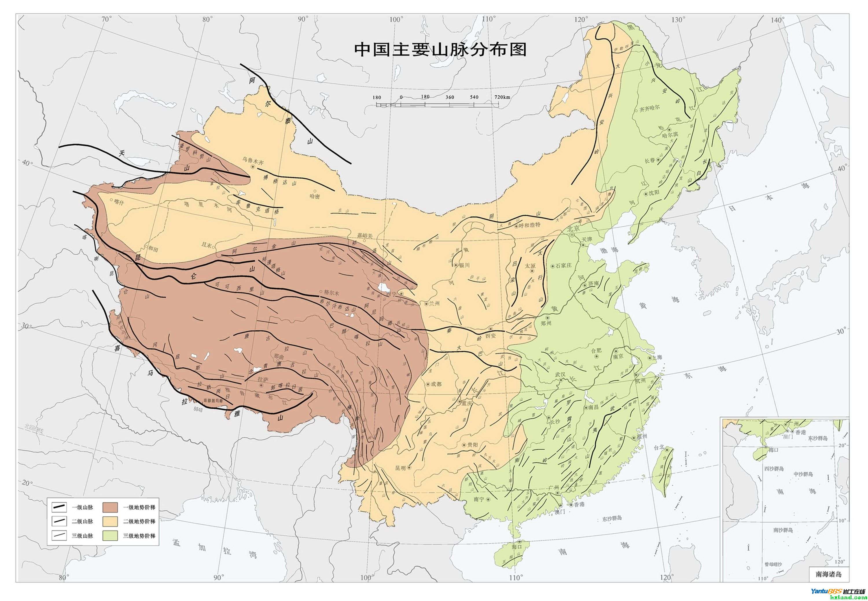 108东经中国地形剖面图图片