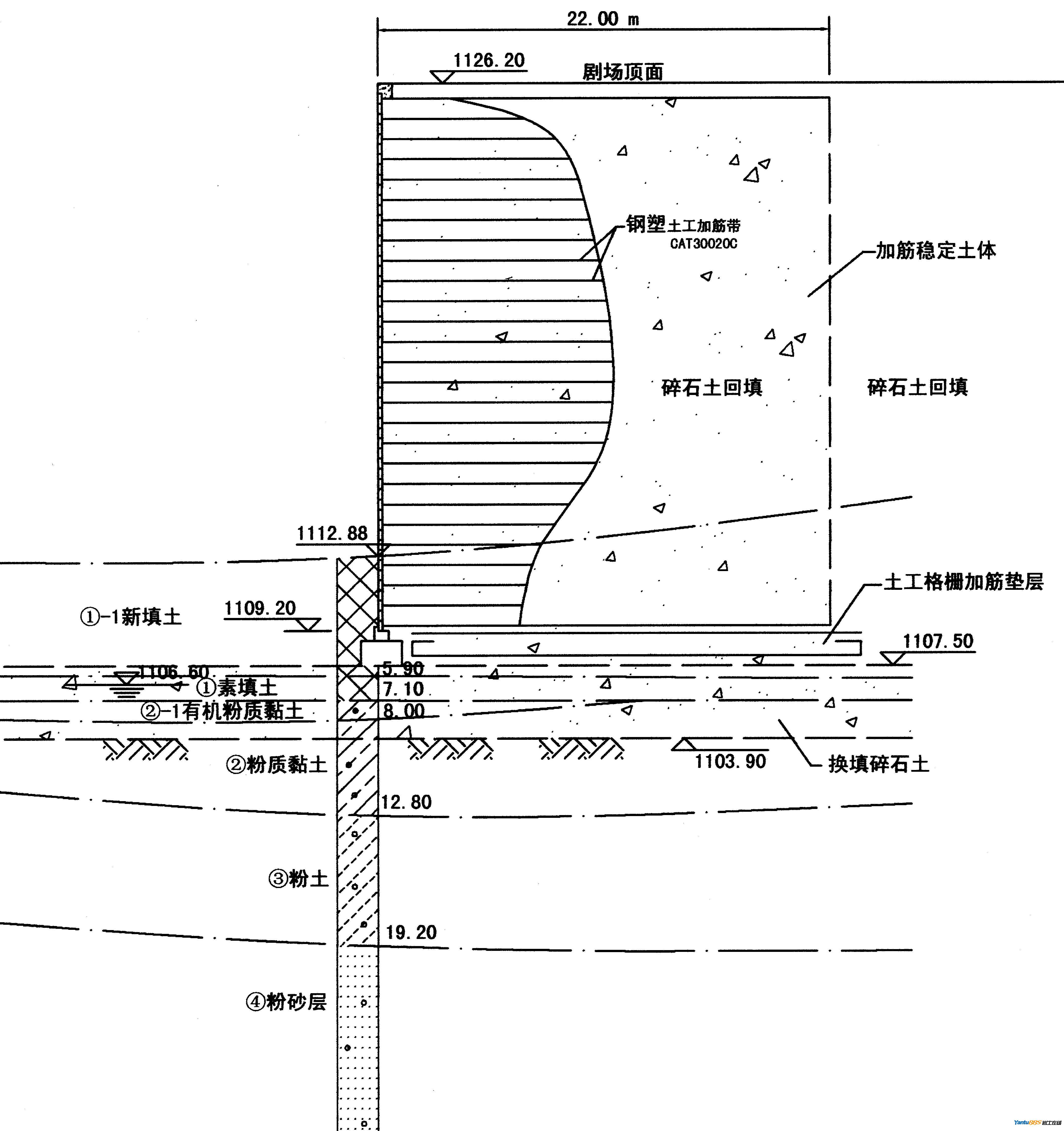 高填方26m 18m加筋土挡土墙收坡问题